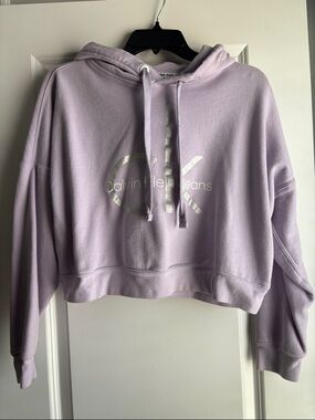 Calvin Klein Jeans Lavender Cropped Hoodie Sweatshirt